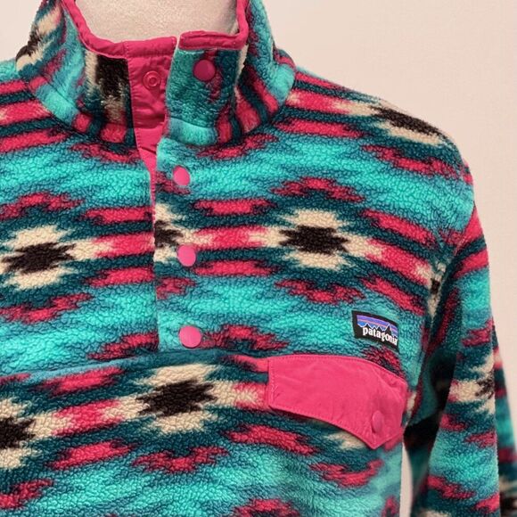 Patagonia Synchilla Pullover Fleece In Wild Desert Aztec Tribal Winter Jacket-S - Picture 10 of 11